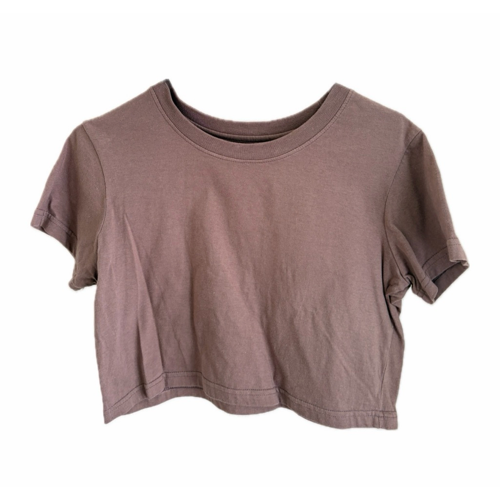 เสื้อครอปมือสอง 88story.th - Crop top สีน้ำตาล เสื้อครอปผ้า cotton 100% สีสวยผ้าสวยใส่สบายไม่ร้อนใส่