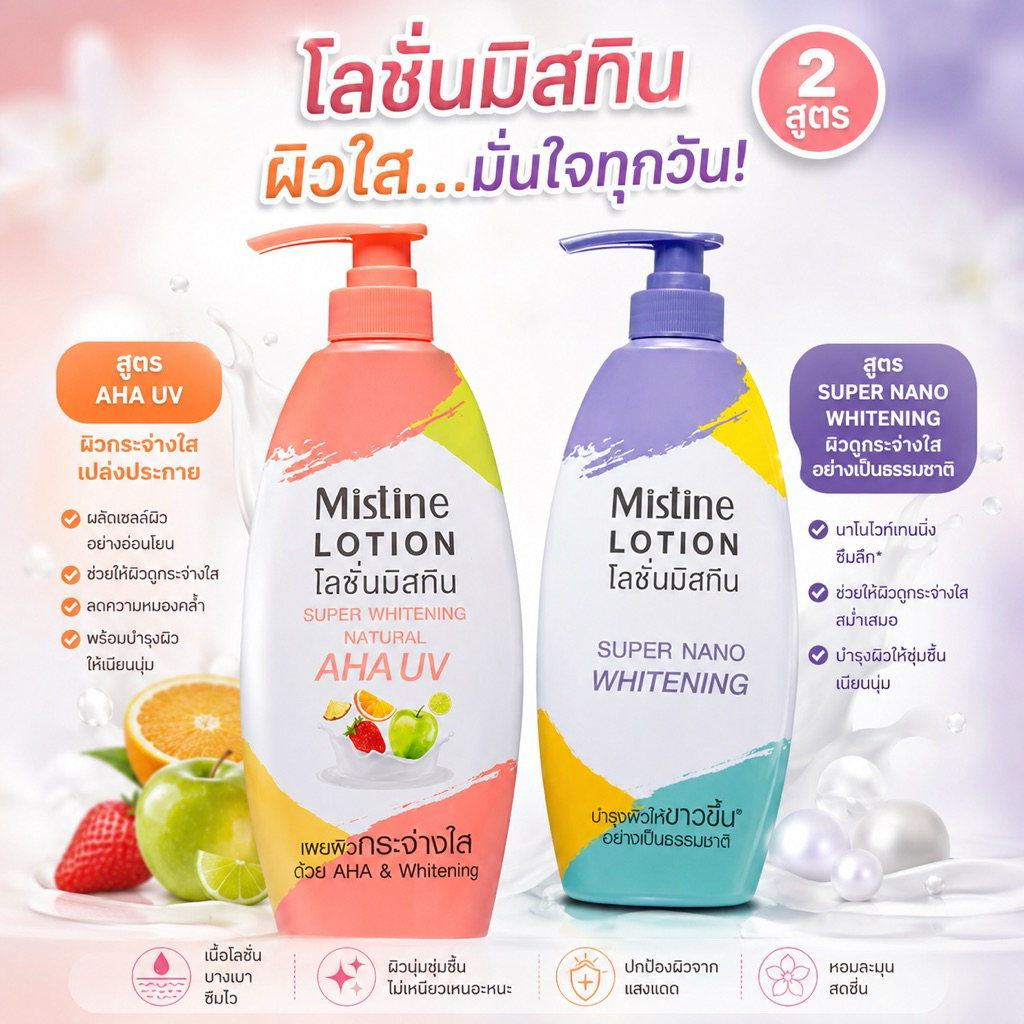 โลชั่น mistine มีใหัเลือก 2สูตร  ขนาด400 ml