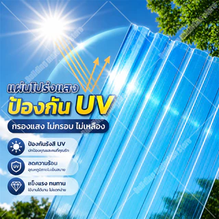 แผ่นหลังคา แผ่นหลังคาใสๆ PC 1.2/1.8/2mm แผ่นหลังคาคาใส แผ่นใส ความต้านทานการกัดกร่อนที่ดี ไม่ง่ายต่อการเปลี่ยนรูป