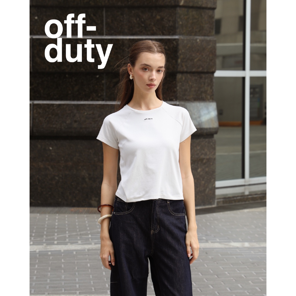 Scrub in | Off-duty Tee เสื้อยืดปัก off-duty free size ทรง Baby tee & Oversize