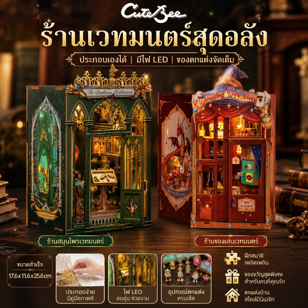 CUTEBEE Magic Shop Series CWGA202+CWGA204 ร้านเวทมนตร์ เก็บตัวอย่าง+ร้านของเล่น DIY ของขวัญ
