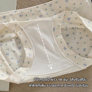 【3 ชิ้น】กางเกงในหญิงผ้าคอตตอนเกรด A ระบายอากาศ ต้านเชื้อ ทรงสามเหลี่ยม/บ็อกเซอร์ ลายพิมพ์สวย