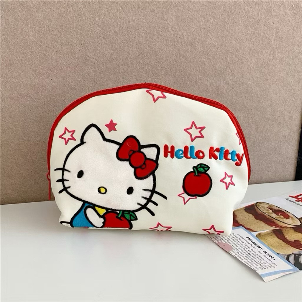 สินค้าพร้อมส่ง Hello Kitty กระเป๋าแต่งหน้าเครื่องสำคัญอาง กระเป๋าเดินทางแบบพกพากระเป๋าเก็บความจุขนาดใหญ่