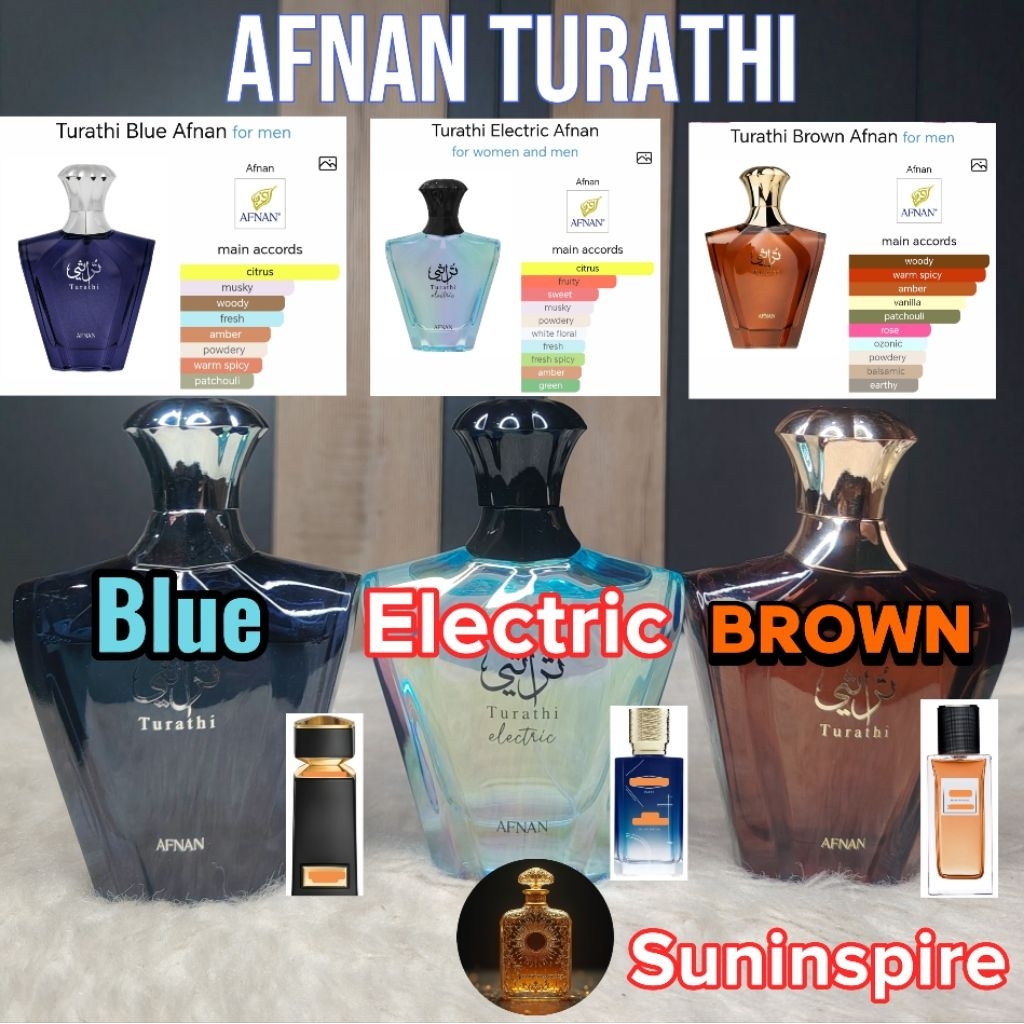 น้ำ​หอม​แบ่ง​ขาย​ AFNAN Turathi Blue, Turathi Electric , Turathi Brown หอม​หรูหรา​ หอมสง่างาม​ กลิ่นแพง สุภาพ เท่