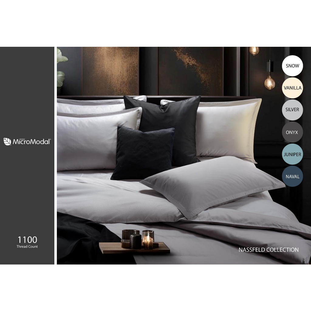 SANTAS ปลอกผ้านวม 3.5 ฟุต 1 ชิ้น ดีไซน์ NASSFELD ทอ 1100 เส้นด้าย เส้นใย Micromodal นุ่มกว่าฝ้ายทั่วไป 3 เท่า