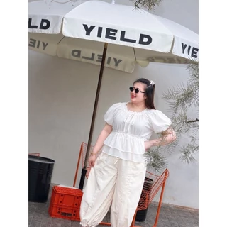 (T23)เสื้อเดี่ยวสาวอวบผ้าด๊อบบี้ แต่งชายระบาย 2 ชั้น สุดน่ารัก