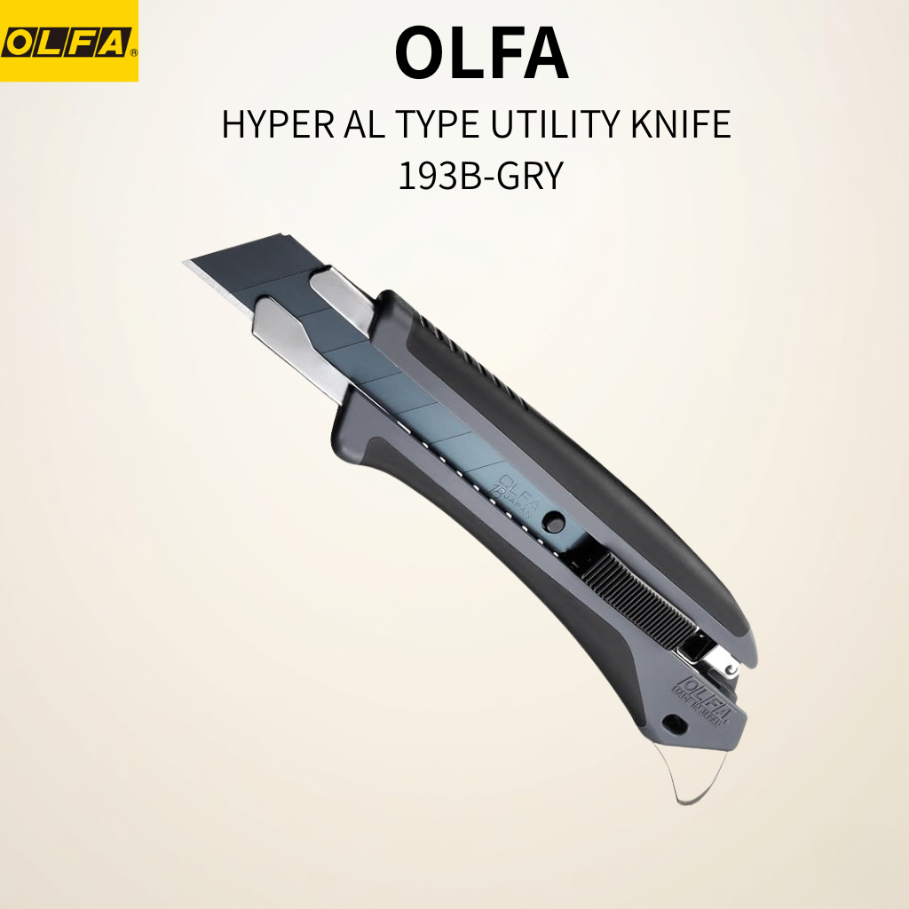 OLFA Hyper AL Type Gray Auto-Lock Utility Knife with Special Black Blade 193B-GRY - Direct From Japa