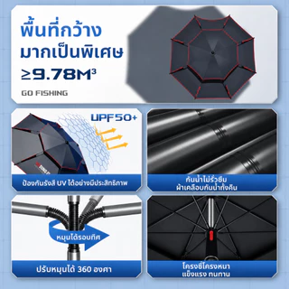 ร่มตกปลา 2.6เม แบบสองชั้น เสาหนาขึ้น กันแสง UV กันฝน ปรับได้ 360° ไม่กลัวลมแรง ร่มยูนิเวอร์แซลร่มตกปลา