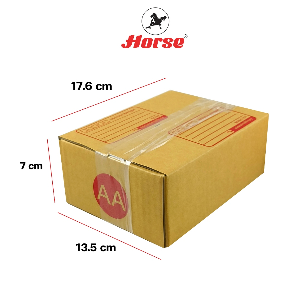 กล่องไปรษณีย์สีน้ำตาล/กล่องพัสดุ/กล่องกระดาษ/กล่องบรรจุภัณฑ์ เบอร์ AA ตราม้า Horse จำนวน 10ใบ/แพ็ค จำนวน 1 แพ็ค