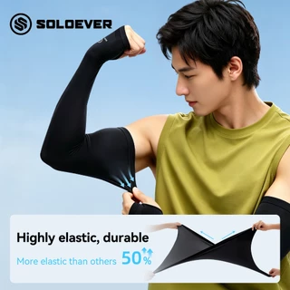 SOLOEVER ปลอกแขน 1 Pair ปลอกแขนฤดูร้อน พร้อมปลอกนิ้ว เย็น-เย็น สำหรับปั่นจักรยานกลางแจ้งและกีฬา Arm Sleeves