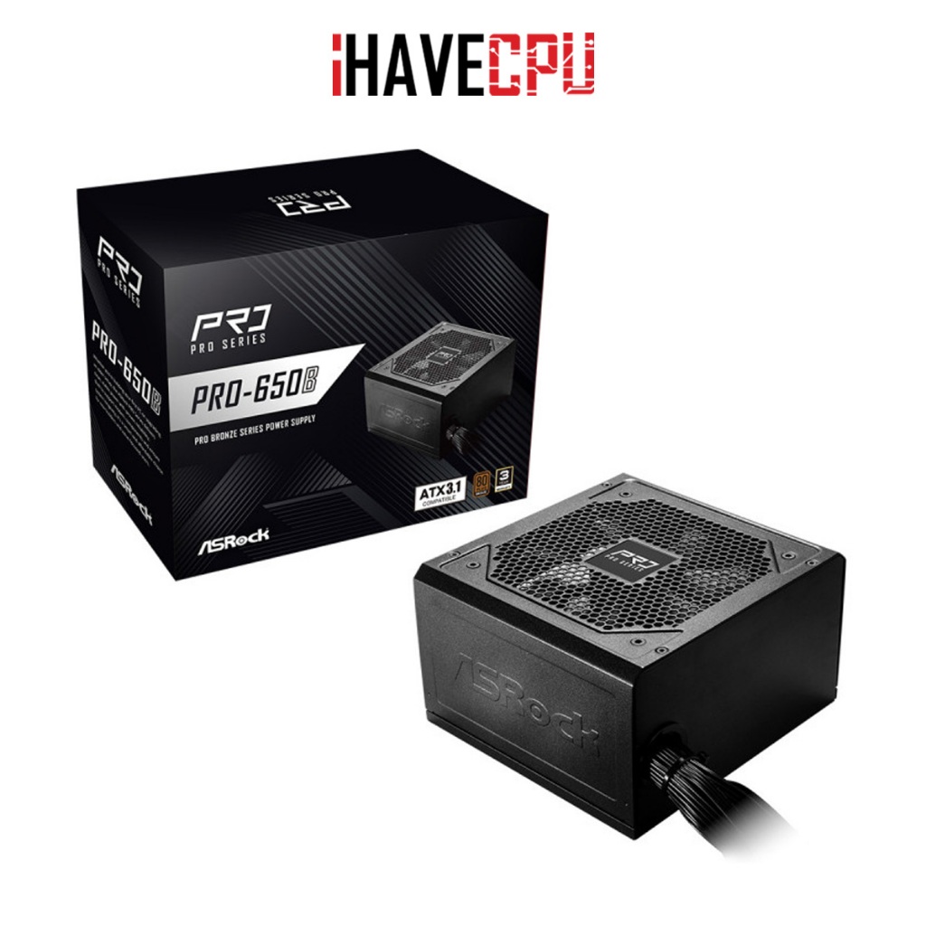 อุปกรณ์จ่ายไฟ (psu) iHAVECPU ASROCK PRO 650B - 650W (80+ BRONZE)