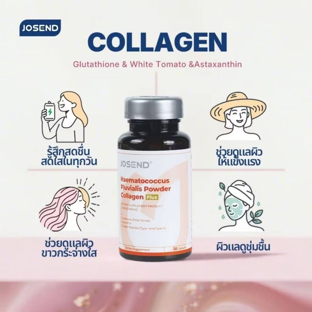 (พร้อมส่งจาากไทย)JOSEND Collagen Plus + Astaxanthin & White Tomato คอลลาเจน แอสตาแซนธิน ไวท์โทเมโเสริม ดูแลผิวพรรณ