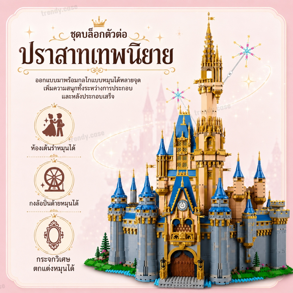 บล็อกตัวต่อ ตัวต่อปราสาทในเทพนิยาย 43222 เป็นเวอร์ชันฉลองครบรอบ 100 ปีของดิสนีย์ มี 4,837 ชิ้น
