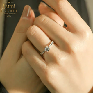 LC+แหวนเงินแท้ S925 แหวนผู้หญิง ปรับขนาดได้ ประดับเพชรเซอร์คอน แหวนหมั้น แหวนแต่งงาน ของขวัญแฟน