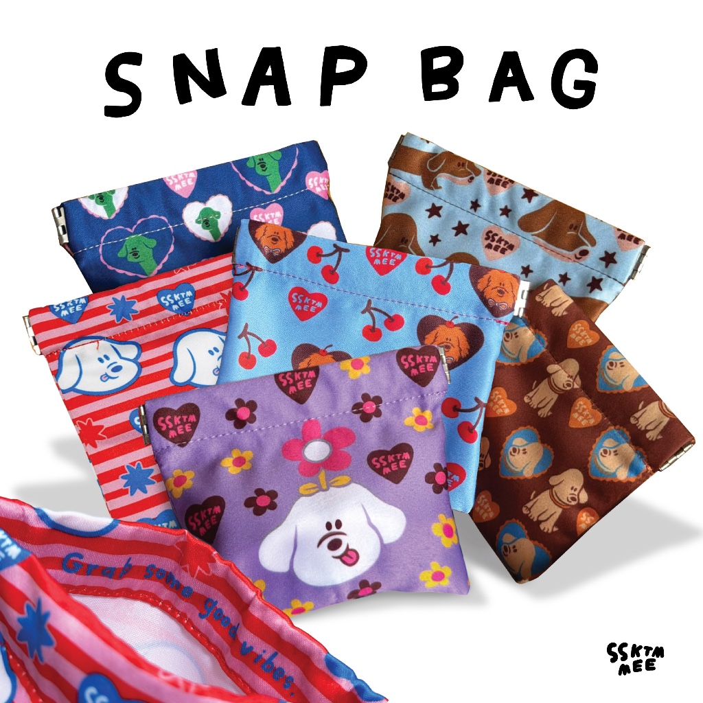 ssktmmee - Snap bag กระเป๋าปากบีบ ใส่บัตร เหรียญ ของชิ้นเล็กได้