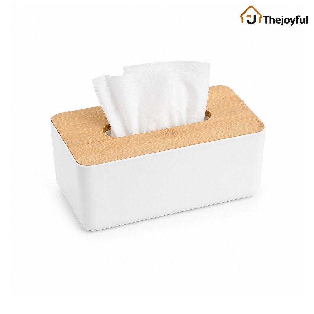 Thejoyful กล่องทิชชู่ ที่ใส่ทิชชู่ ฝาไม้  Wood Tissue box  วัสดุไม้ทนทาน ง่ายต่อการดึงกระดาษ