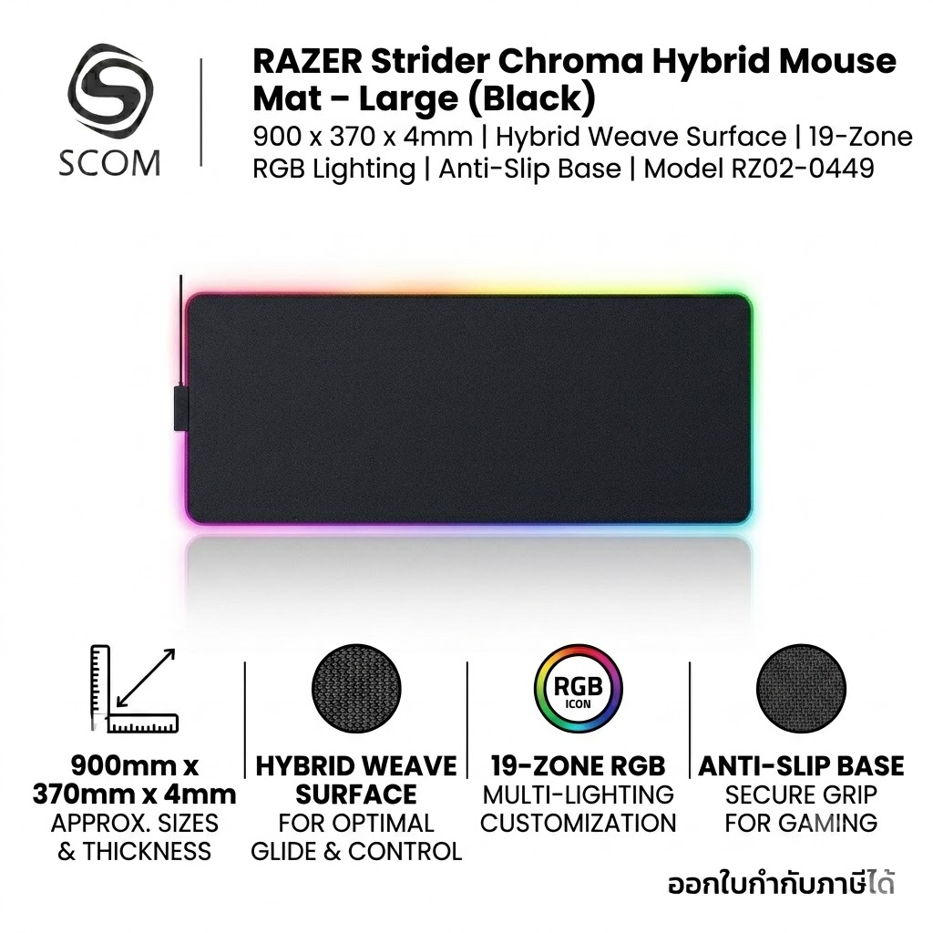 (MOUSE PAD) แผ่นรองเมาส์ RAZER STRIDER CHROMA