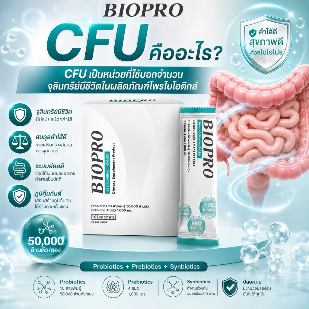 🔥พร้อมส่ง BIOPRO 🔥โพรไบโอติกส์ 50,000 ล้านตัว พรีไบโอติก 4 ชนิด (ขนาด10ซอง) thumbnail 8