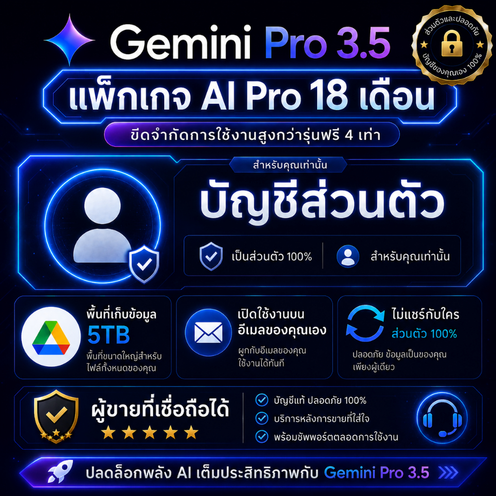 Pro ai Gem1n1 18 เดือน 12เดือน  proไม่ได้แบ่งปันกับใคร รับประกัน 1/2/3 เดือน (not ultra)