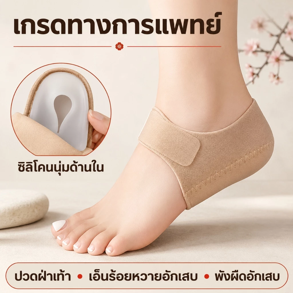 หุ้มส้นเท้า ซิลิโคนรองส้นเท้า บรรเทาอาการปวดส้นเท้า ระบายอากาศได้ดี ชั้นรองนุ่มสบาย ยืดหยุ่น