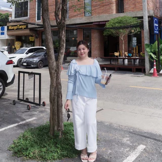 (❤️อกถึง 52") Soft Glow Blue เสื้อสาวอวบ
