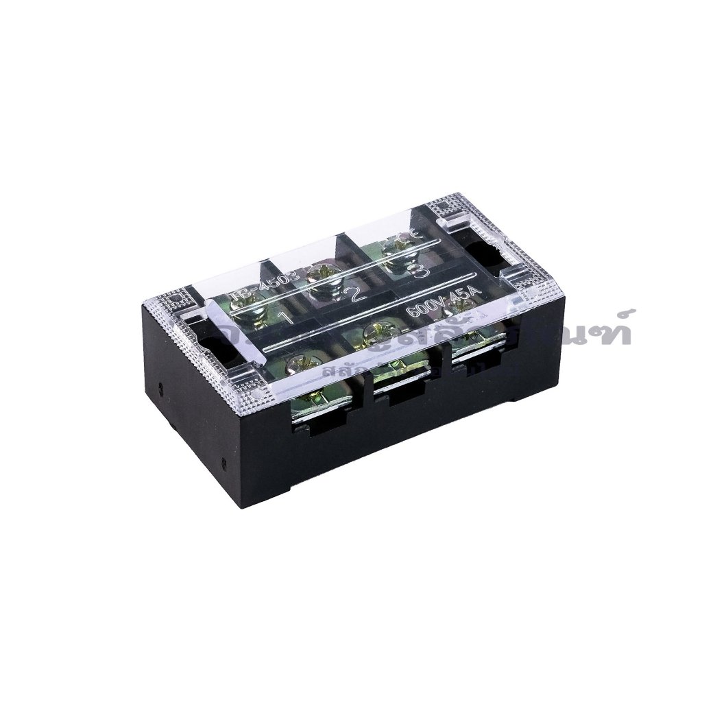 เทอร์มินอลบล็อก 45A TB-4503 - TB-4512 บล็อกต่อสายไฟ แบบขันสกรู เหล็กชุบดีบุก Terminal Block:Tinned I