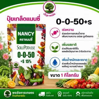 ปุ๋ยเกล็ด แนนซี่ มีครบทุกสูตร ขนาด บรรจุ1 กิโลกรัม 1 ถุงผสมน้ำได้ 200 ลิตร (ใช้ได้ 5-10 ไร่)