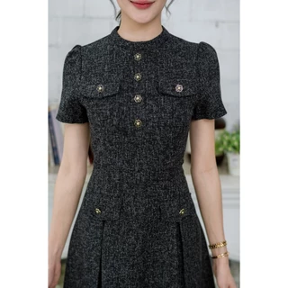A299ชุดเดรสคอกรมทรงเกาหลีผ้าสวยเข้ารูปทรงเป๊ะ