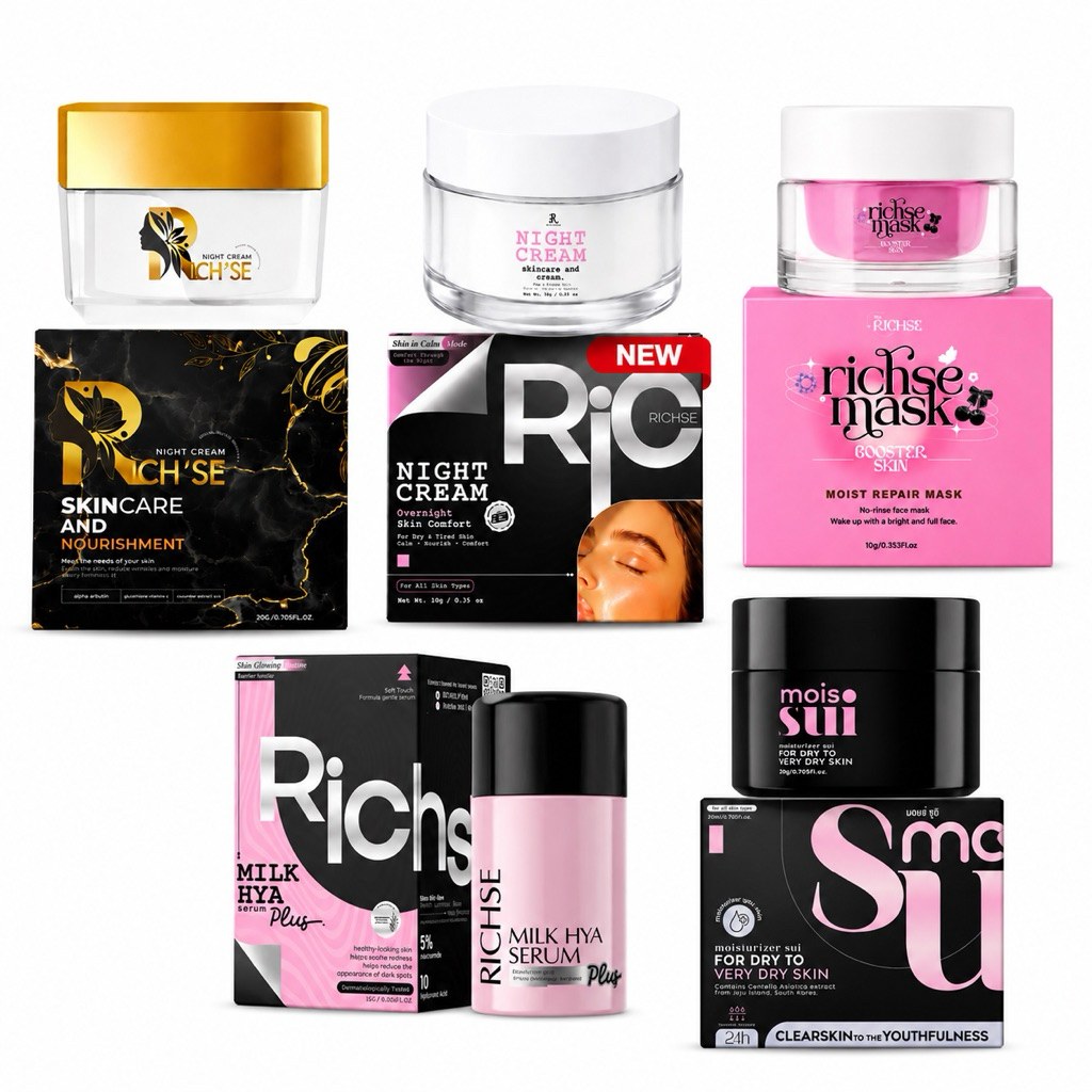 (ราคา1ชิ้น)ริชเซ่ ไนท์ครีม/มาร์ค/เซรั่ม/มอยส์ซาลาเปา บำรุงผิวหน้า Rich’se ของแท้100% มีให้เลือก4ตัว