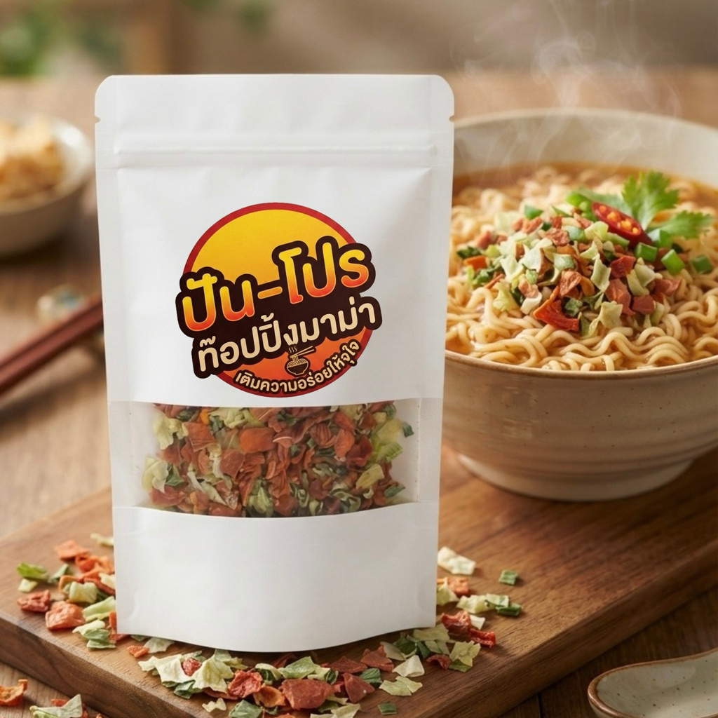 [50g.] ปัน-โปร  ผักอบกรอบ ท๊อปปิ้งมาม่า บะหมี่ โจ๊ก ท๊อปปิ้ง ผัก อบกรอบ สดอร่อย