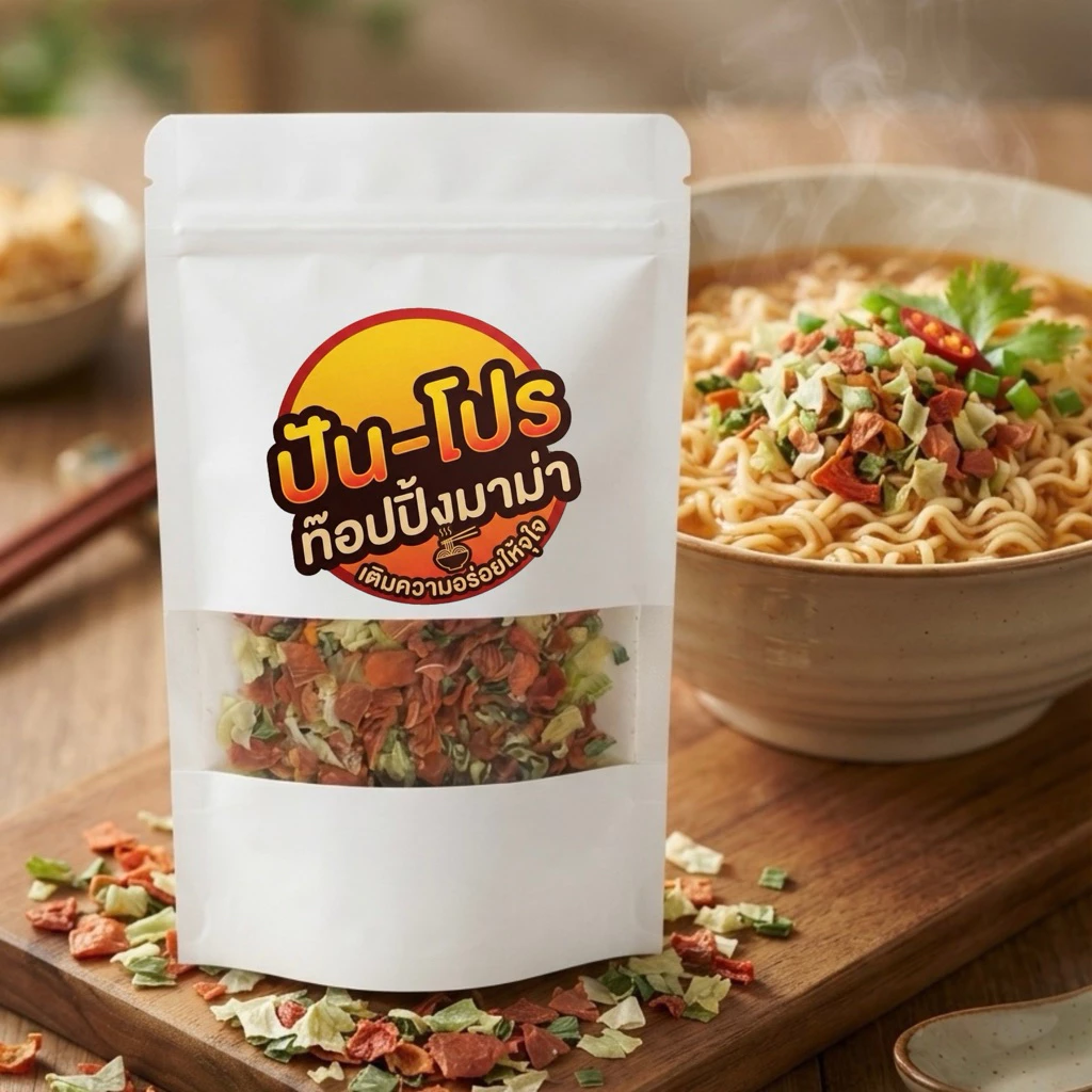 [50g.] ปัน-โปร ผักอบกรอบ ท๊อปปิ้งมาม่า บะหมี่ โจ๊ก ท๊อปปิ้ง ผัก อบกรอบ สดอร่อย