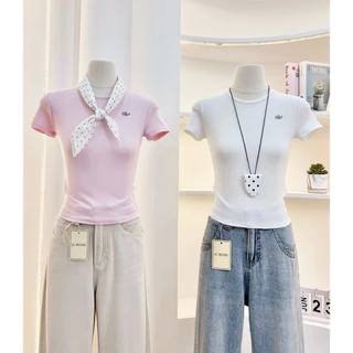 G-rose เสื้อยืดสีพื้น แต่งอะไหล่เงิน