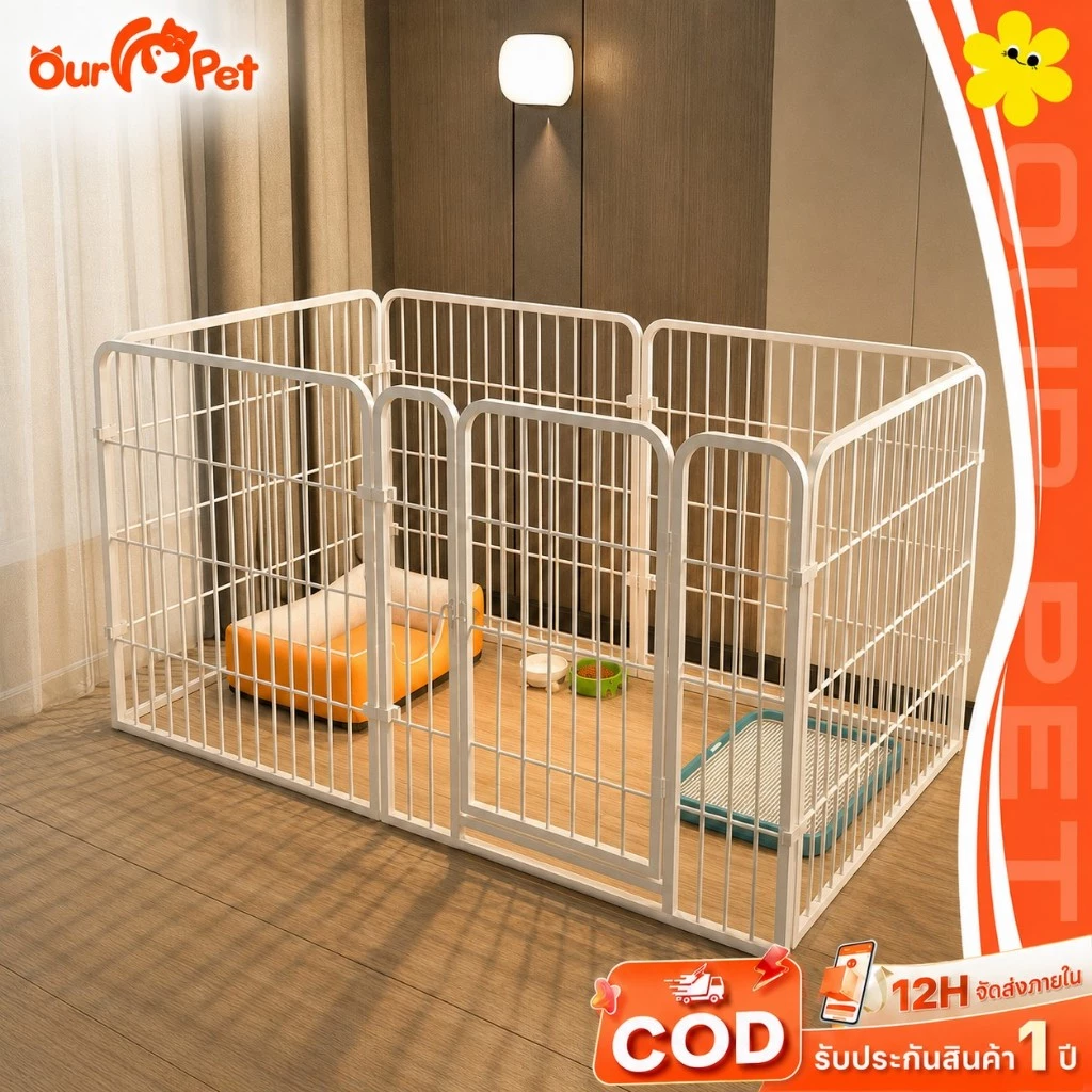 รั้วสัตว์เลี้ยง กรงสุนัขใหญ่ 160*80*80cm ที่ใหญ่พิเศษ คอกสุนัข พับได้อิสระ คอกกั้นสุนัข ท่อเหล็กพับได้หนา ใหญ่ คอกหมา