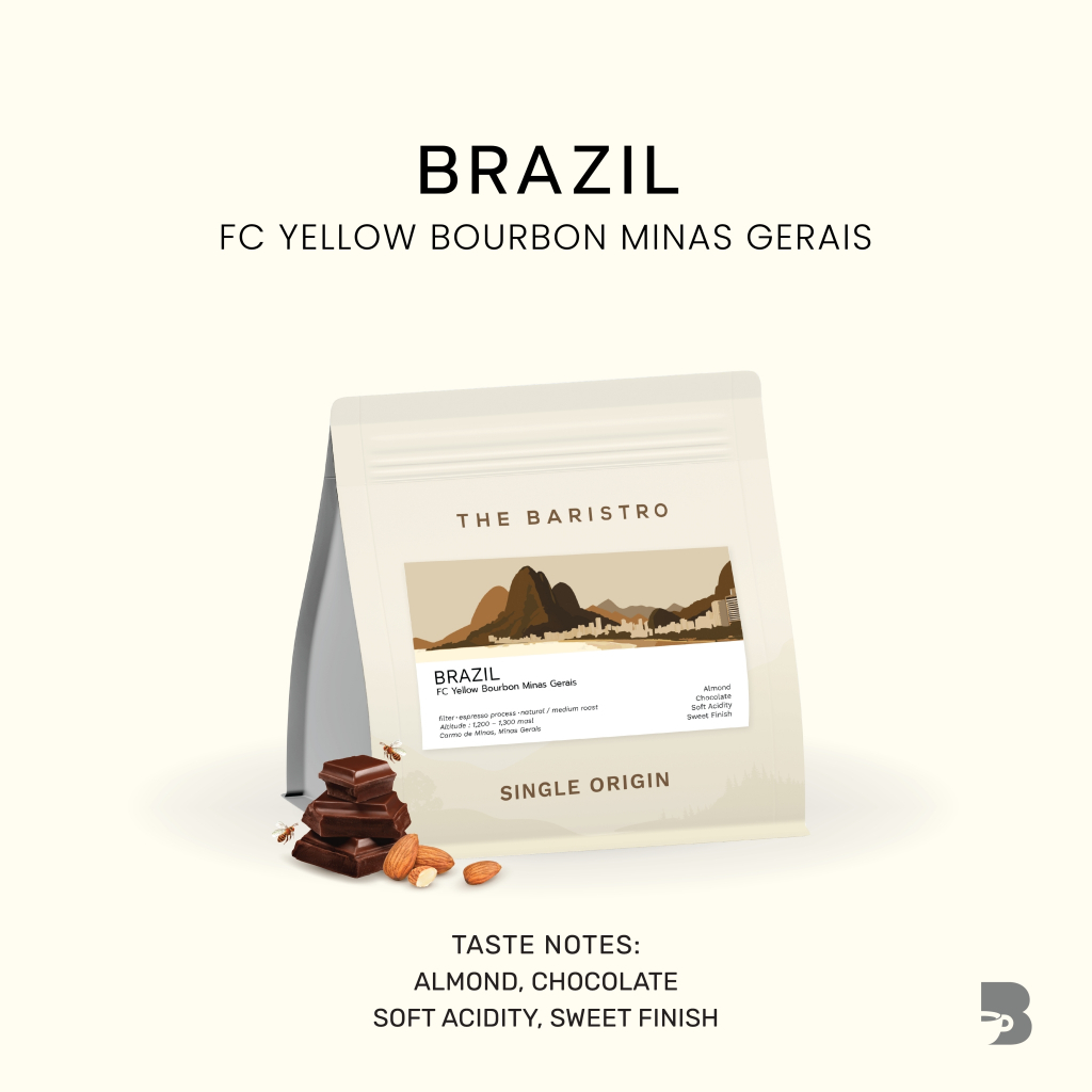 เมล็ดกาแฟ คั่วกลาง - Brazil FC Yellow Bourbon Minas Gerais