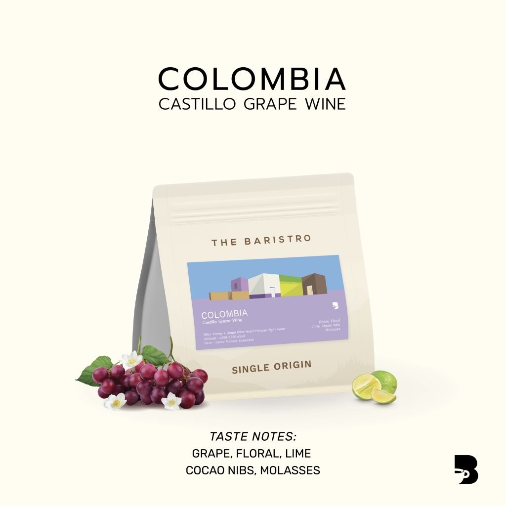เมล็ดกาแฟ คั่วอ่อน - Colombia Castillo Grape Wine