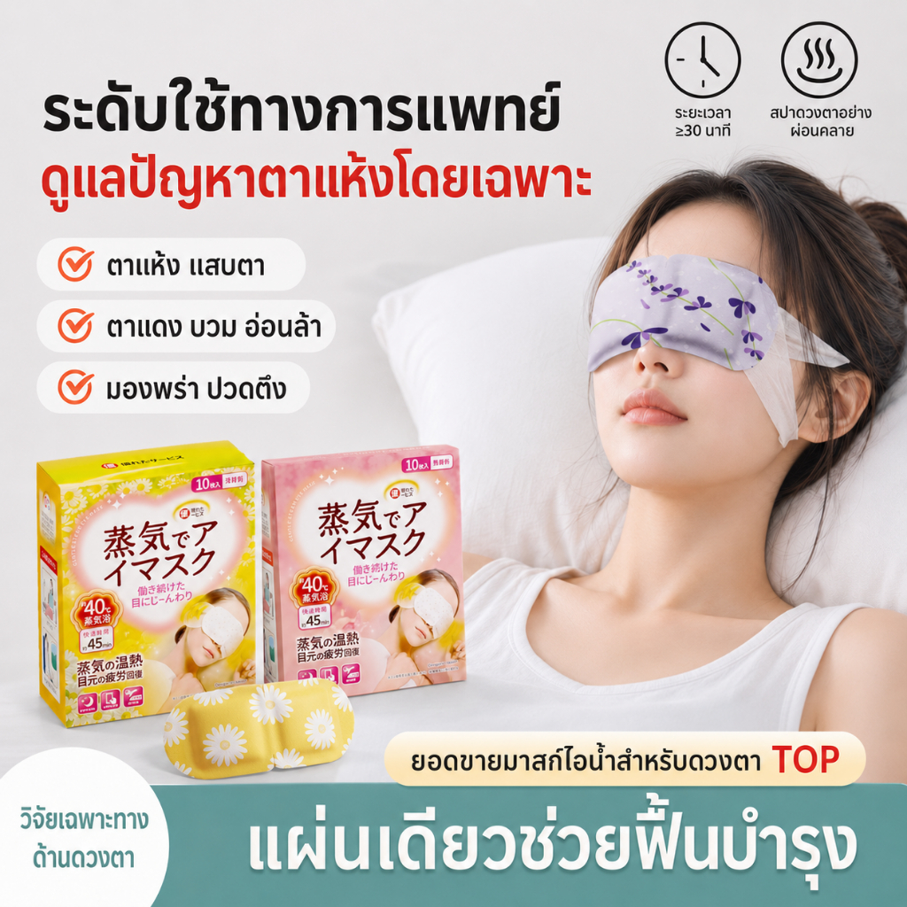 มาส์กตาไอน้ำอุ่น 10pcs ที่ปิดตาสปา ผ้าปิดตาผ่อนคลายสายตา บรรเทาอาการปวดตา ลดรอยใต้ตา แผ่นมาสก์ตาอุ่น mask ตาอุ่น