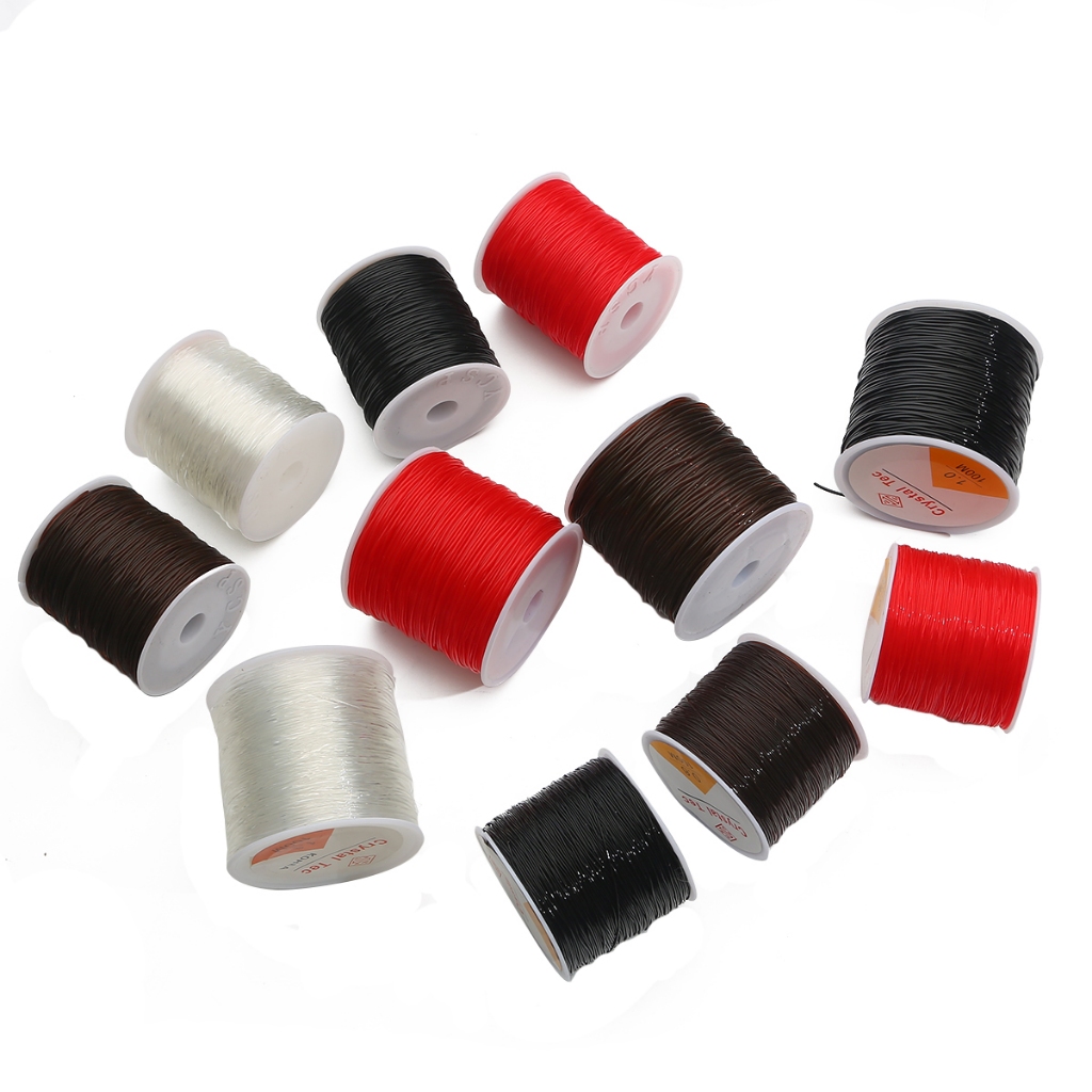 สายยางยืดใส 0.4-0.7mm ยาว 100 เมตร/ม้วน สำหรับร้อยลูกปัดทำสร้อยข้อมือและเครื่องประดับ DIY