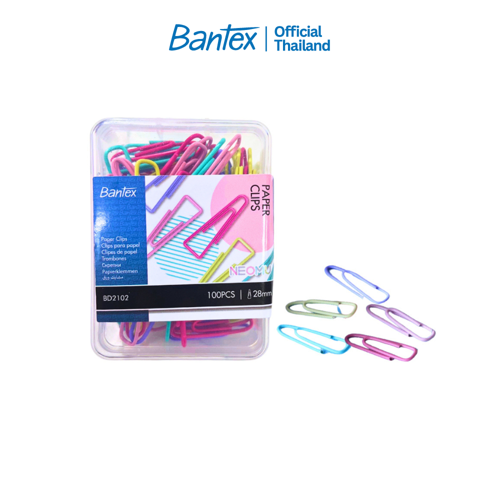 Bantex ลวดเสียบกระดาษ คลิปหนีบกระดาษ ลวดเสียบ คละสี ขนาด 33 มม 1 กล่อง 100 ตัว  Paper Clip