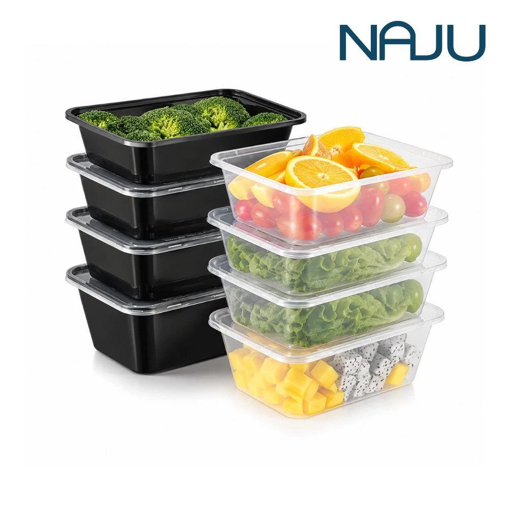 Naju กล่องพลาสติกรุ่นฝาล็อคแน่นสนิท กล่องใส่อาหาร 1ช่อง 2ช่อง กล่องอาหารพลาสติก กล่องเหลี่ยม ทนความร้อน Food Containers