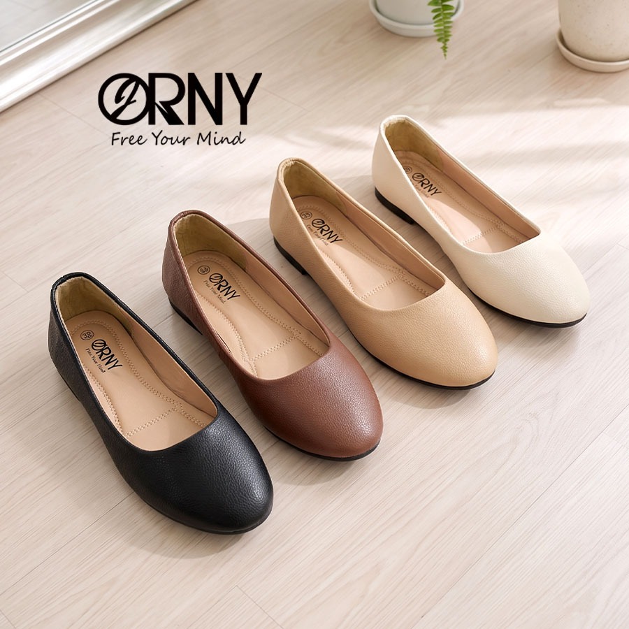 มีไซส์ 42 ORNY(ออร์นี่) ® รองเท้าคัชชูส้นแบน OY090