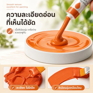 สีอะคริลิค ชุดสีอะคริลิก 12/18/24สี Acrylic Paint 12ml พร้อมเครื่องมือ ระบายสีDIY ระบายได้เกือบทุกพื้นผิว