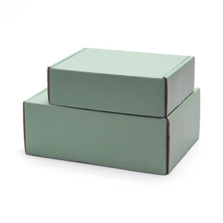 กล่องหูช้าง ไซส์ A,B สีเขียวพาสเทล Moss Green พัสดุ กล่องของขวัญ กล่องสินค้า กระดาษลูกฟูก
