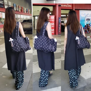 Hello Daisy- Brownie bag สะพายครอสได้ สีดำ-ชมพู กระเป๋าแบรนด์ไทยสายสะพายนุ่มนิ่ม