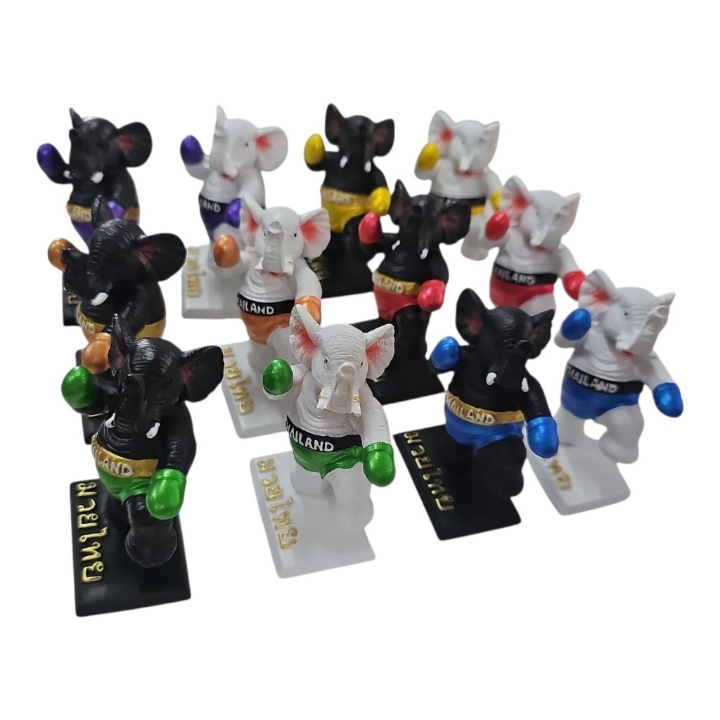 TVช้างมวยไทยเรซิ่น ของที่ระลึกไทย ช้างนักมวย Thai Boxing Elephant Muay Thai Resin Souvenir สูง 8 ซม.