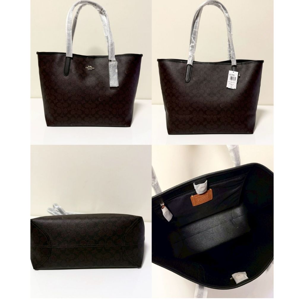 ของพร้อมส่งในไทย  จัดส่งแมส กระเป๋าถือผู้หญิง City Tote in Signature Canvas Brown/Black (Style Code)