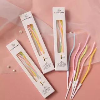 (ขายส่ง)เทียนวันเกิดแบบเกลียว แบบตรง (ยกกล่อง 100ชิ้น คละสีได้)
