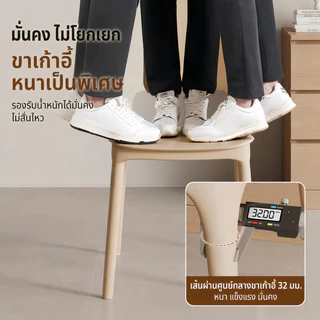 เก้าอี้พลาสติก เก้าอี้กินข้าว มีพนักพิง ดีไซน์กันลื่น สไตล์โมเดิร์น หลากสี รับน้ำหนักได้ 400กก.