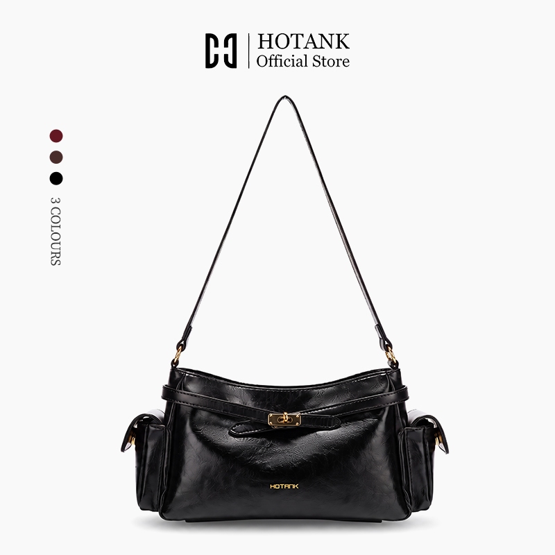 HOTANK กระเป๋าสะพายข้างผู้หญิง หนังพรีเมียม ดีไซน์มินิมอล เรียบหรู ใส่ทำงานหรือออกไปข้างนอกได้ทุกวัน