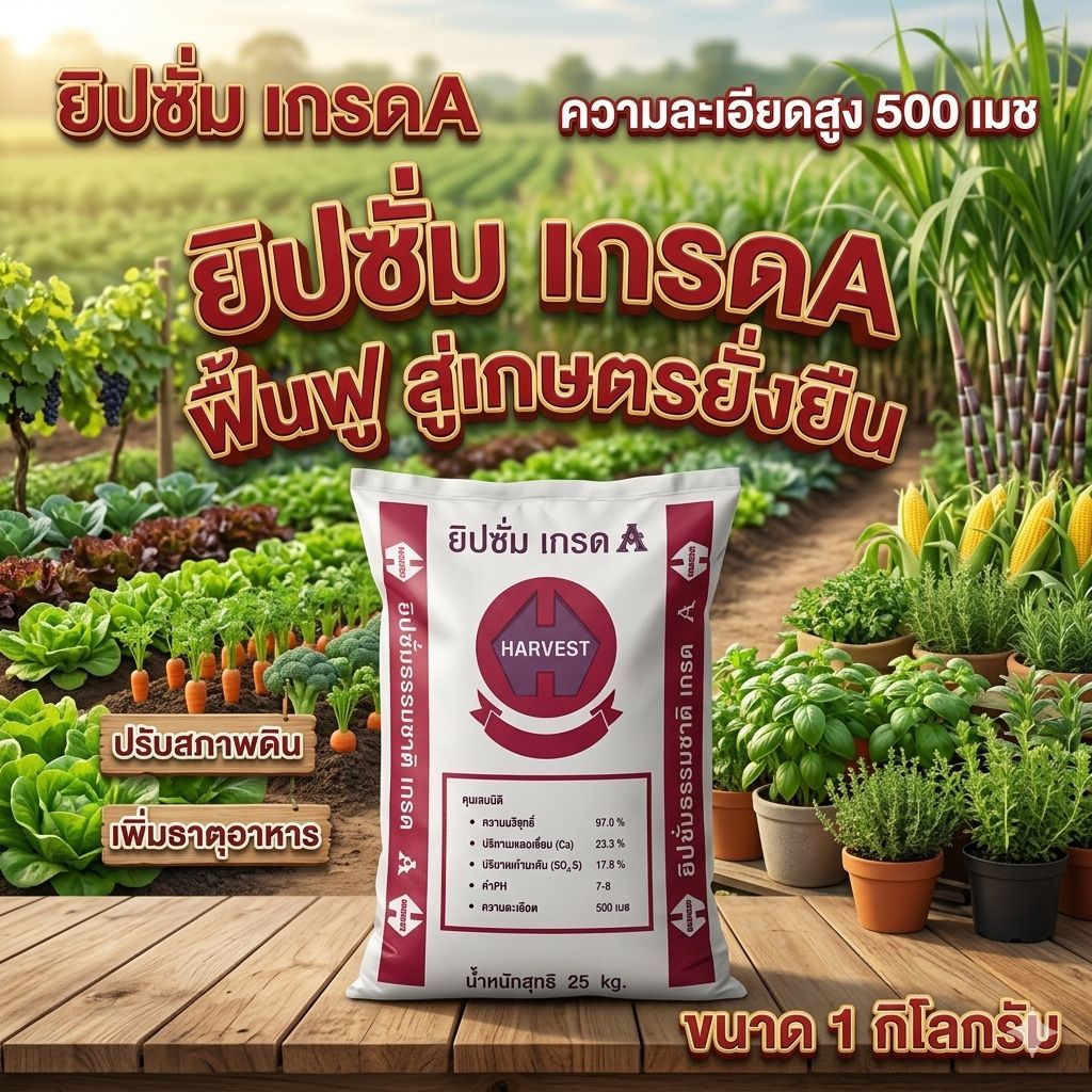 [ส่งฟรีร้านโค้ดคุ้ม] ยิปซั่ม (Gypsum) ปูนมาร์ล (ขนาด 1kg/5kg/10kg) สารปรับปรุงดิน แก้ดินเค็ม ดินแน่น ปุ๋ยอินทรีย์