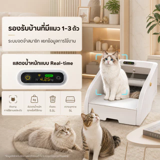 [PetSmart] ห้องน้ำแมวอัตโนมัติ 5.5L มีกล้อง 1080P กำจัดกลิ่น UV ฆ่าเชื้อ ปลอดภัย 100%